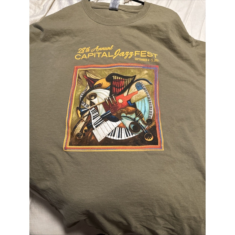 Capital Jazz Fest 2021  Sept 28th Annual T Shirt 2XL Green Gilden Ultra Cotton - Picture 6 of 10